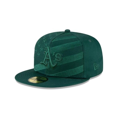 Green Oakland Athletics Hat - New Era MLB Wave 59FIFTY Fitted Caps USA3846279